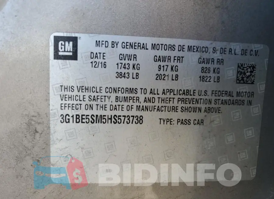 3G1BE5SM5HS573738 Photo# 12