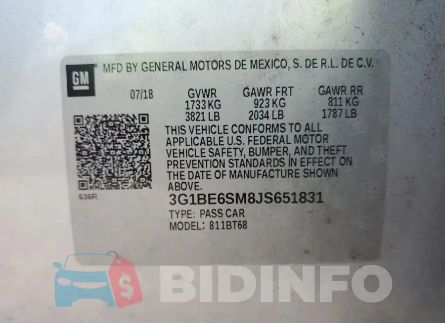 3G1BE6SM8JS651831 Photo# 13