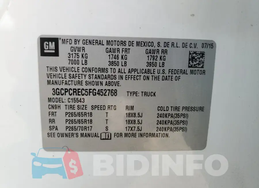 3GCPCREC5FG452768 Photo# 12