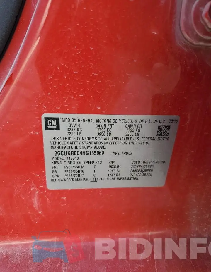 3GCUKREC4HG135069 Photo# 12