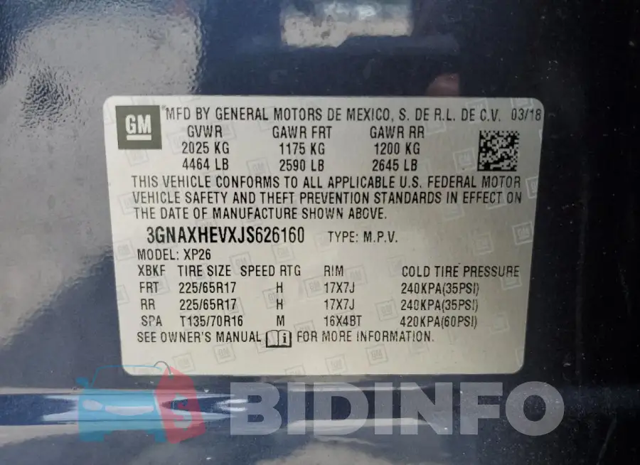 3GNAXHEVXJS626160 Photo# 13