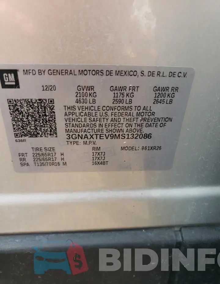 3GNAXTEV9MS132086 Photo# 13