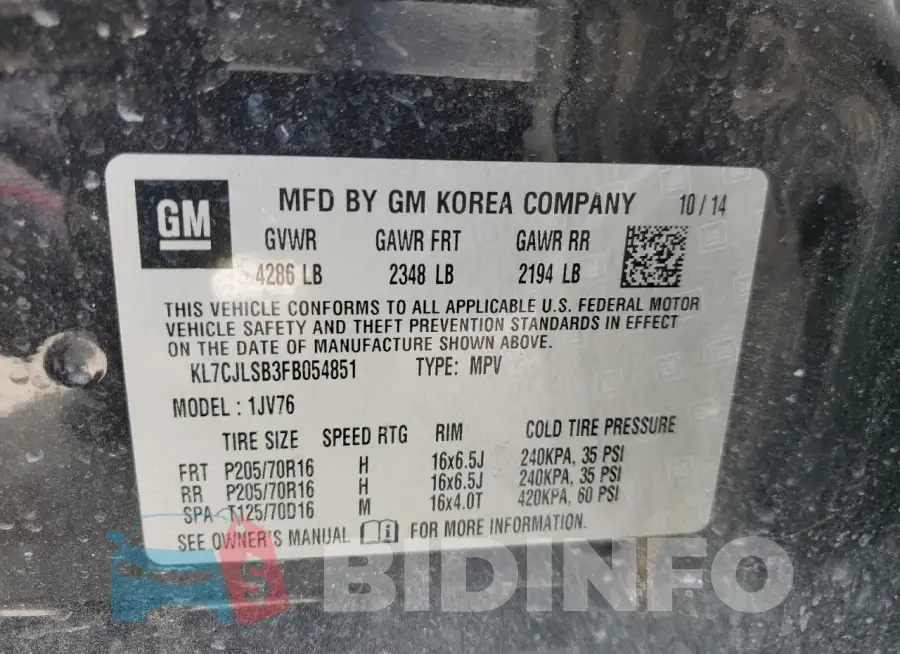 KL7CJLSB3FB054851 Photo# 12