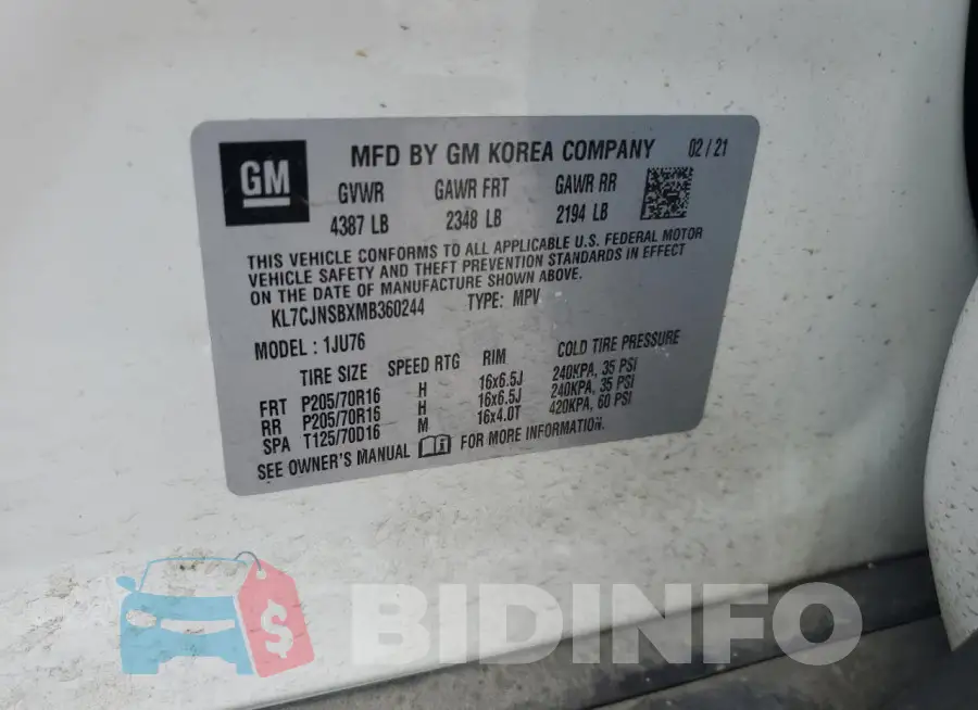 KL7CJNSBXMB360244 Photo# 13