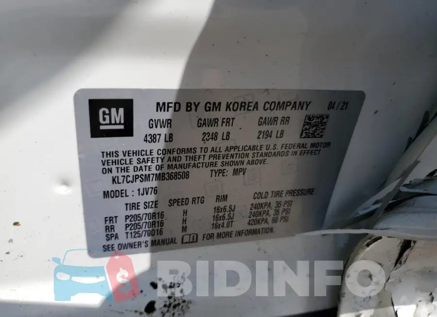 KL7CJPSM7MB368508 Photo# 14