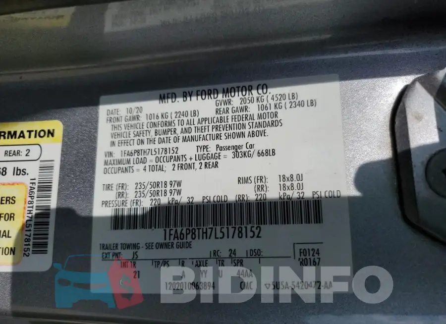 1FA6P8TH7L5178152 Photo# 13
