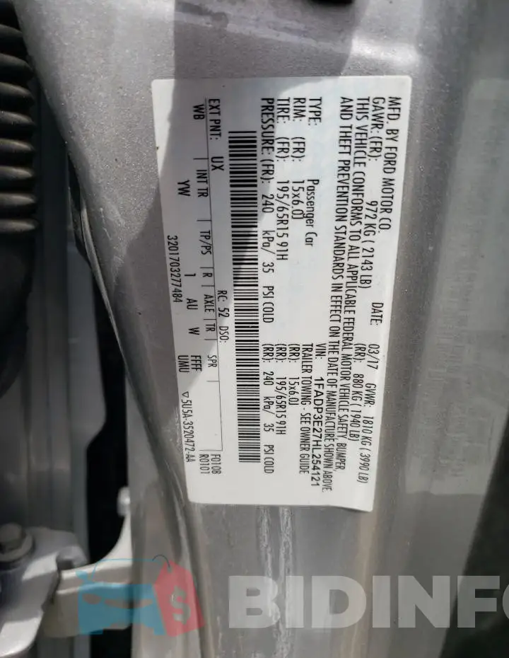 1FADP3E27HL254121 Photo# 12