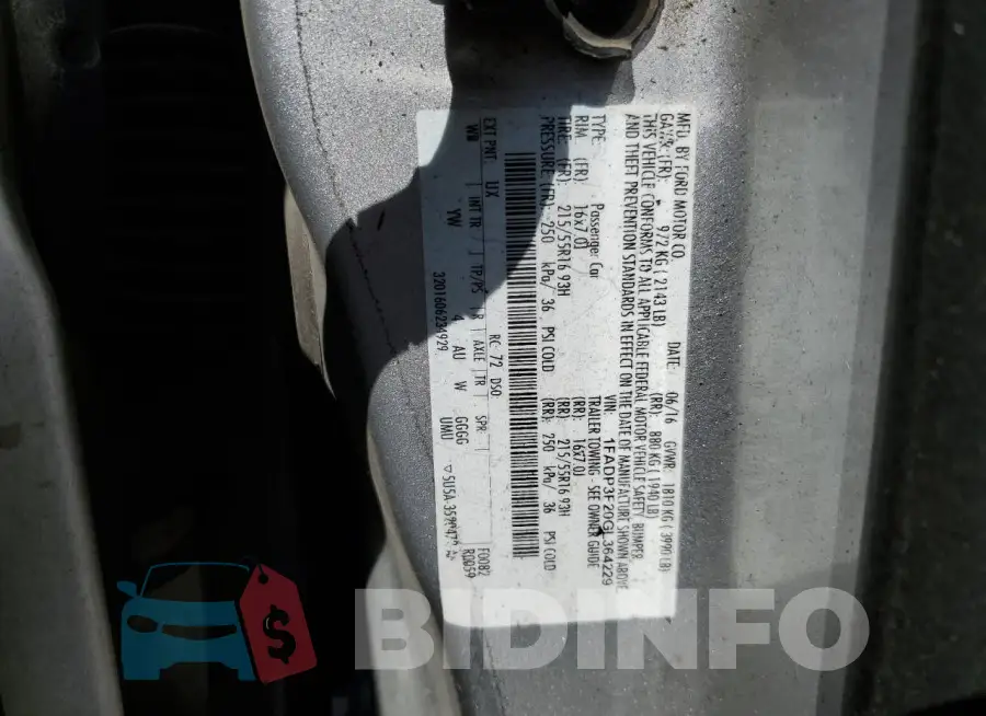 1FADP3F20GL364229 Photo# 12