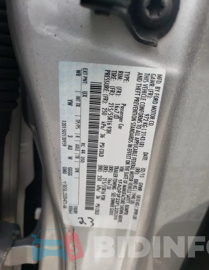 1FADP3F22FL229266 Photo# 12
