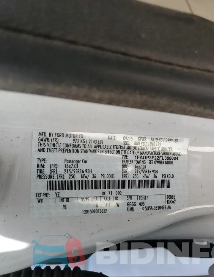 1FADP3F22FL386084 Photo# 12