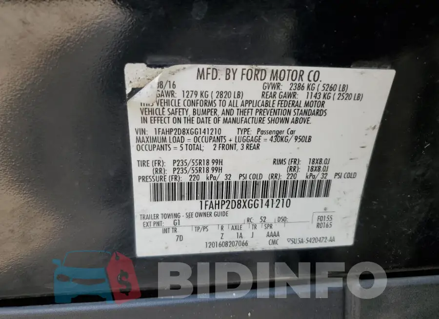 1FAHP2D8XGG141210 Photo# 13