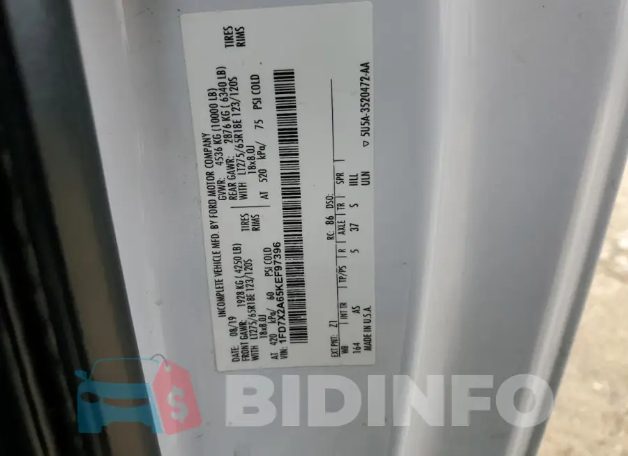 1FD7X2A65KEF97396 Photo# 12