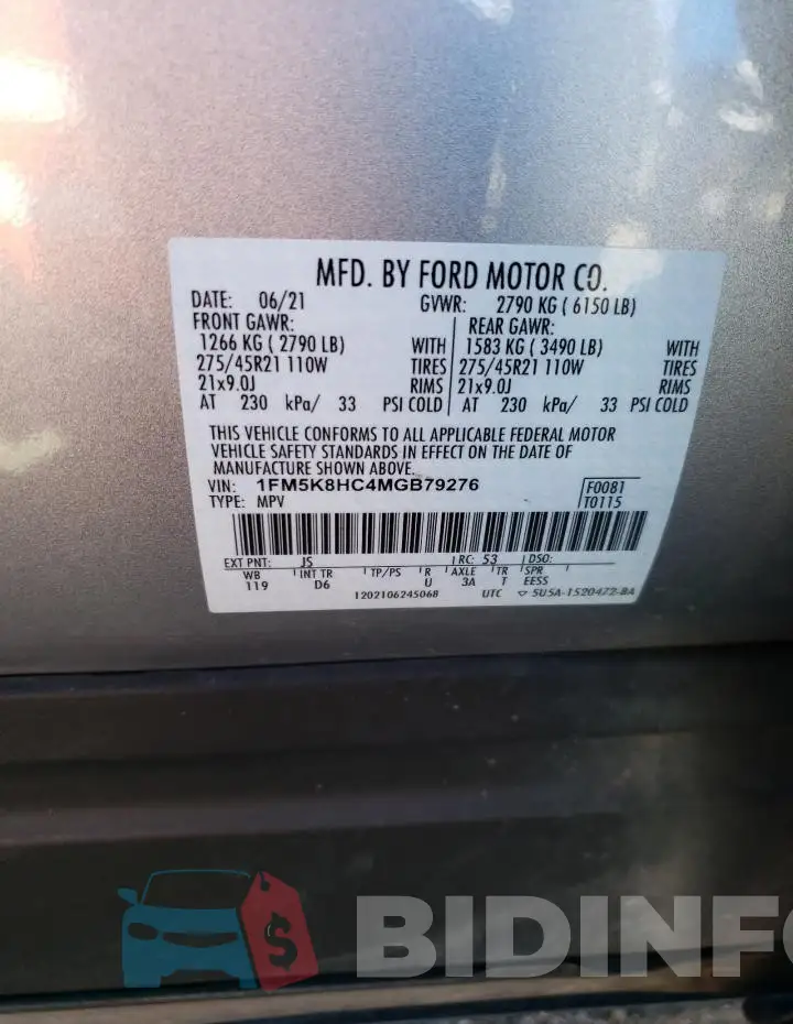 1FM5K8HC4MGB79276 Photo# 13