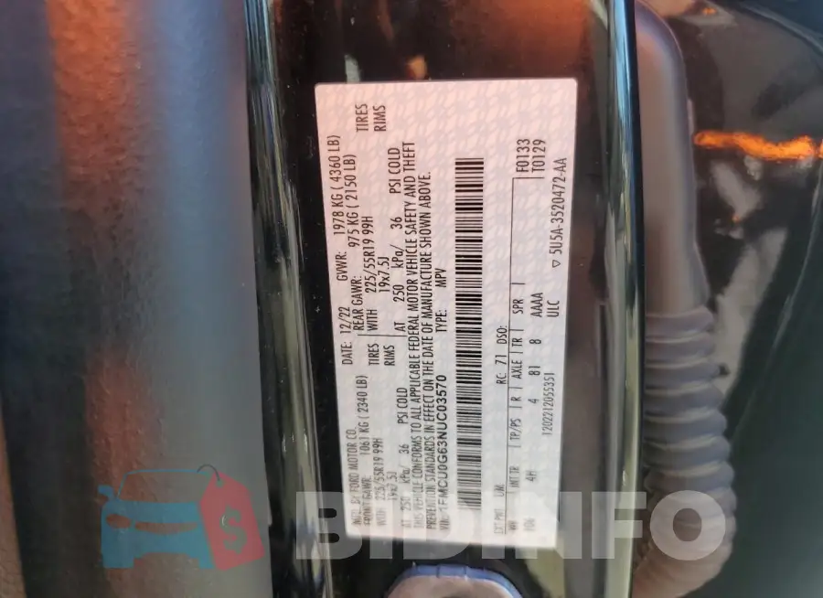 1FMCU0G63NUC03570 Photo# 14