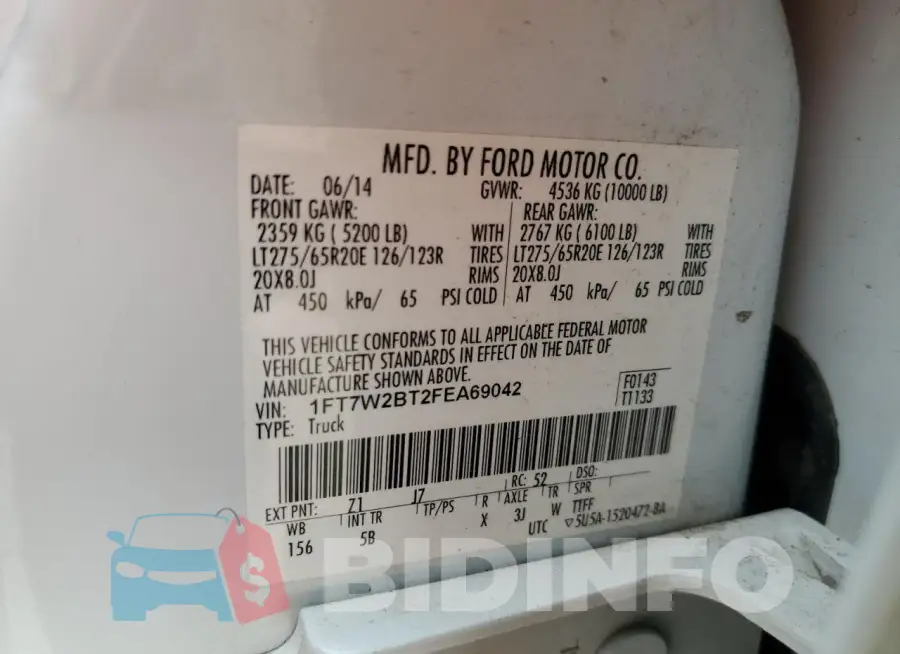 1FT7W2BT2FEA69042 Photo# 12