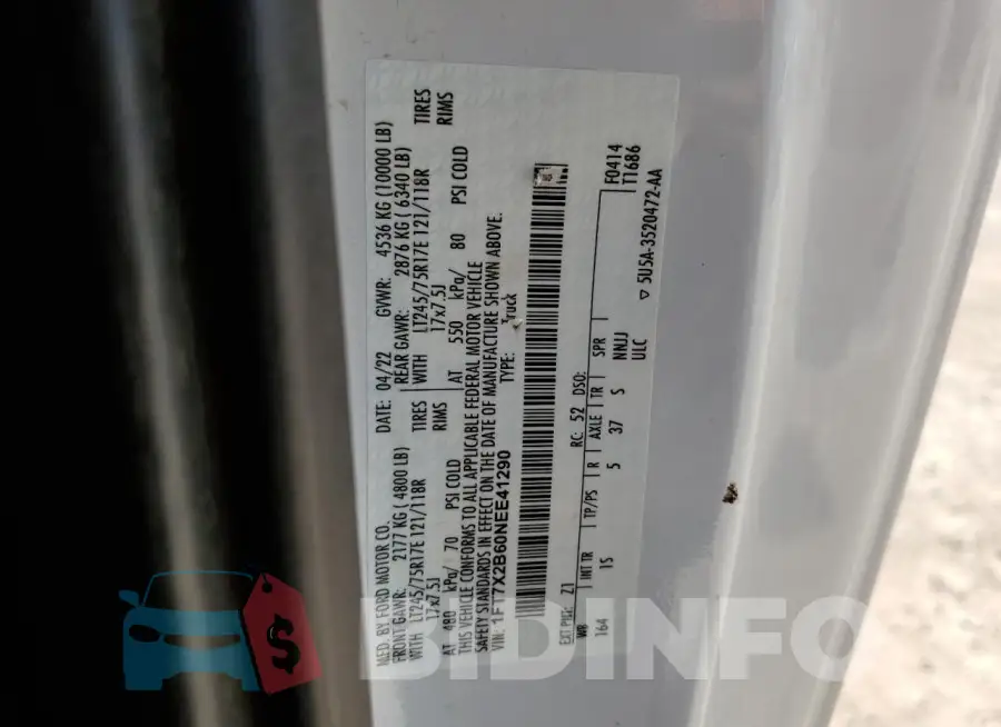1FT7X2B60NEE41290 Photo# 12