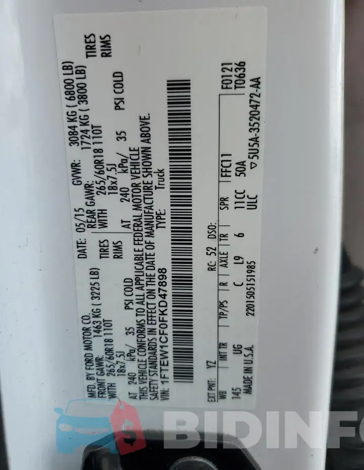 1FTEW1CF0FKD47898 Photo# 12