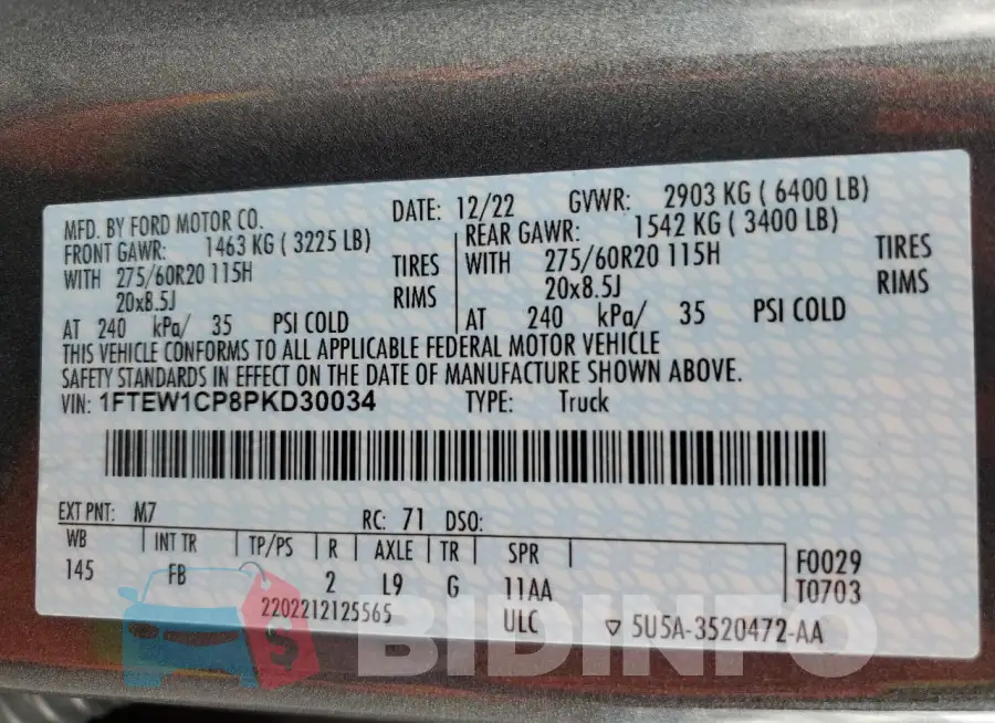 1FTEW1CP8PKD30034 Photo# 12