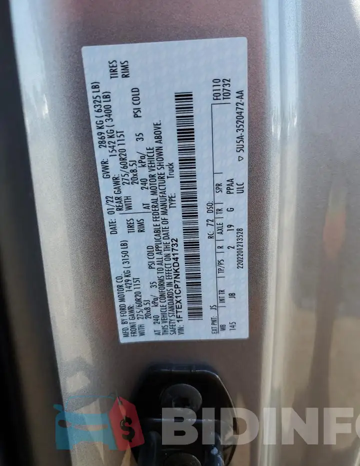 1FTEX1CP7NKD41732 Photo# 12