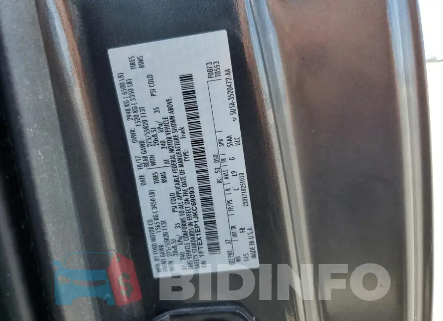 1FTEX1EP1JKC69093 Photo# 12