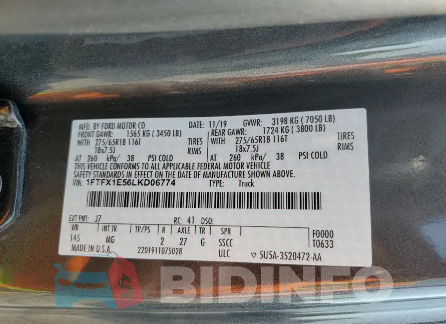 1FTFX1E56LKD06774 Photo# 12