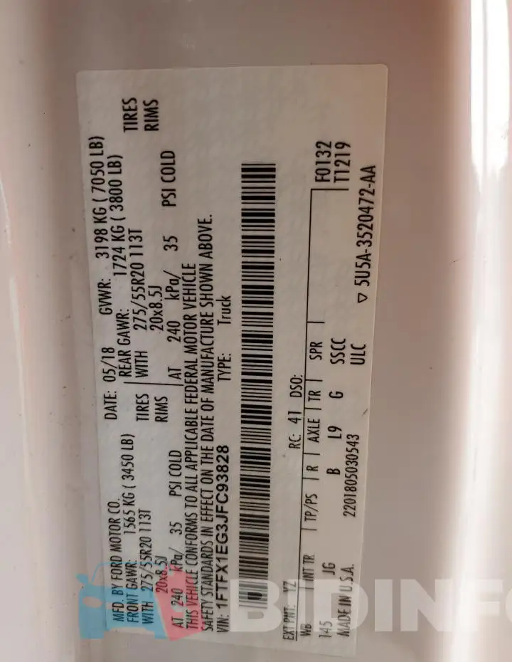1FTFX1EG3JFC93828 Photo# 13