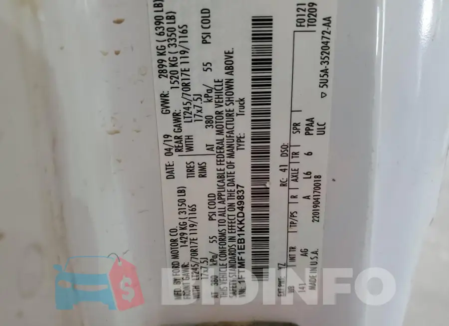 1FTMF1EB1KKD49837 Photo# 13