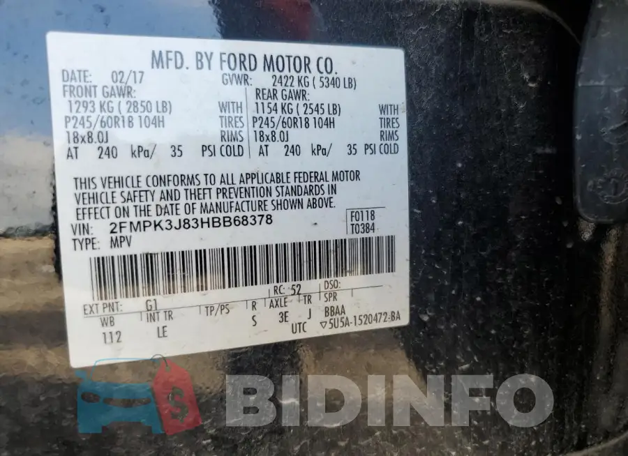2FMPK3J83HBB68378 Photo# 13