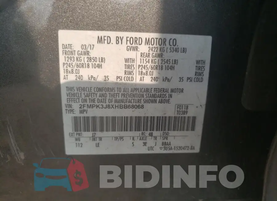 2FMPK3J8XHBB68068 Photo# 14