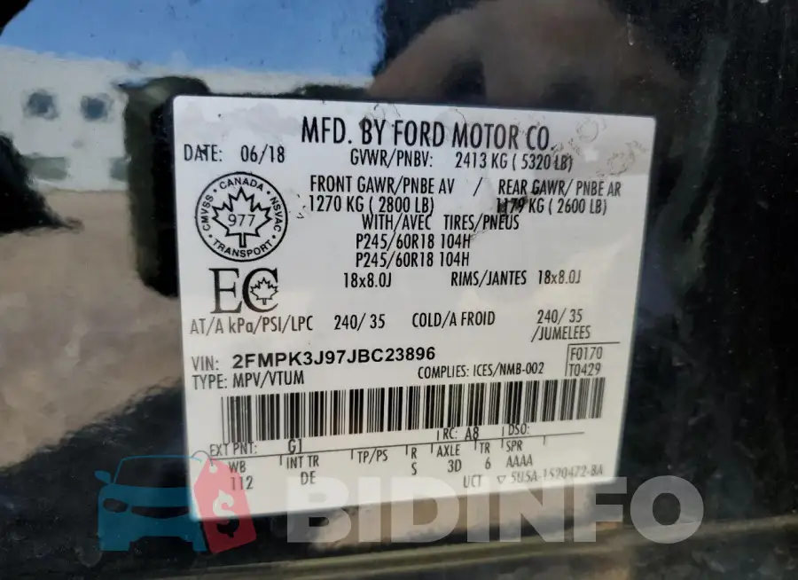 2FMPK3J97JBC23896 Photo# 12