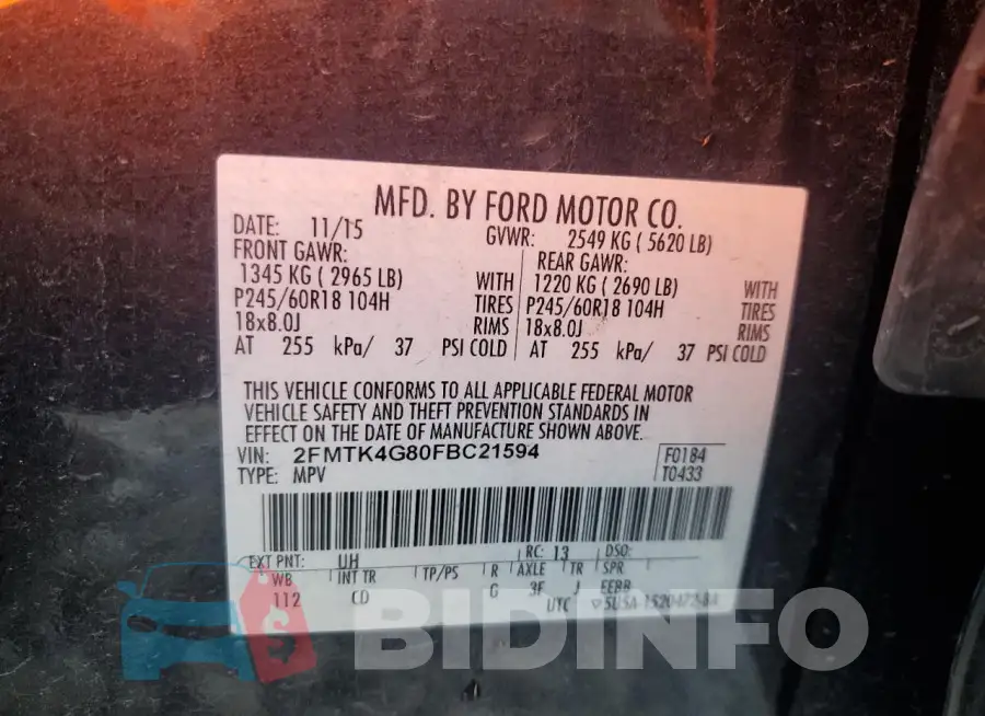 2FMTK4G80FBC21594 Photo# 13
