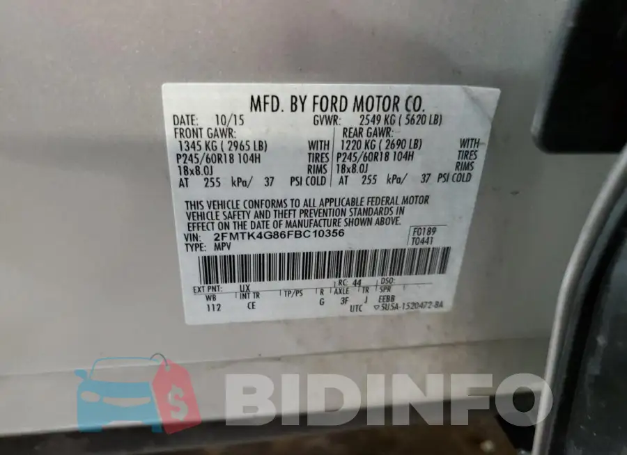 2FMTK4G86FBC10356 Photo# 14
