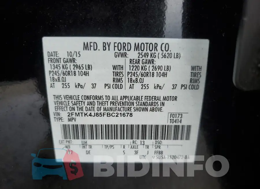 2FMTK4J85FBC21678 Photo# 13