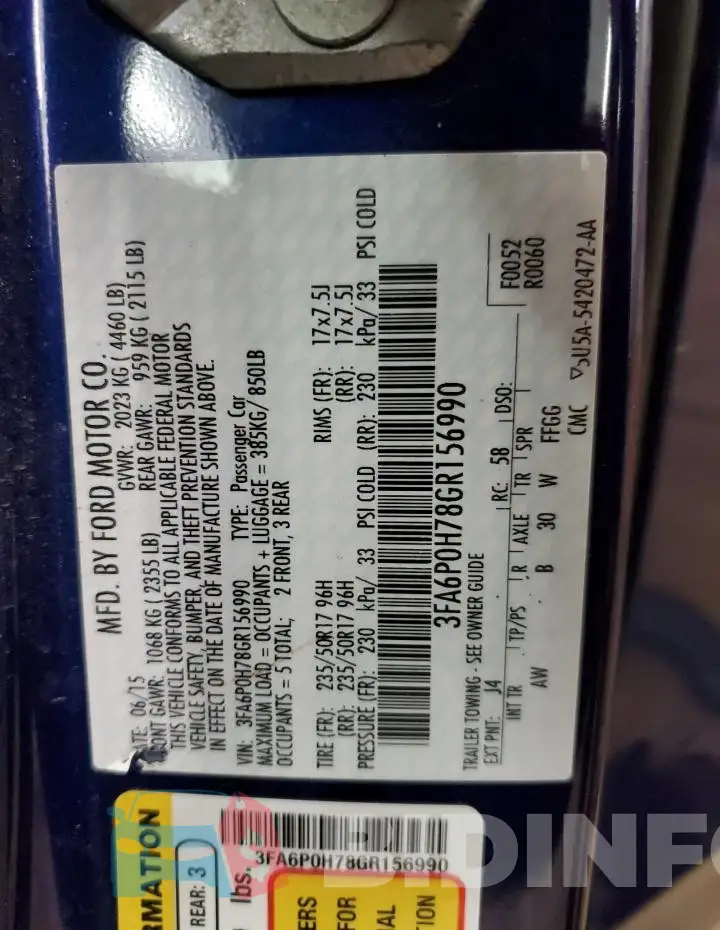 3FA6P0H78GR156990 Photo# 12