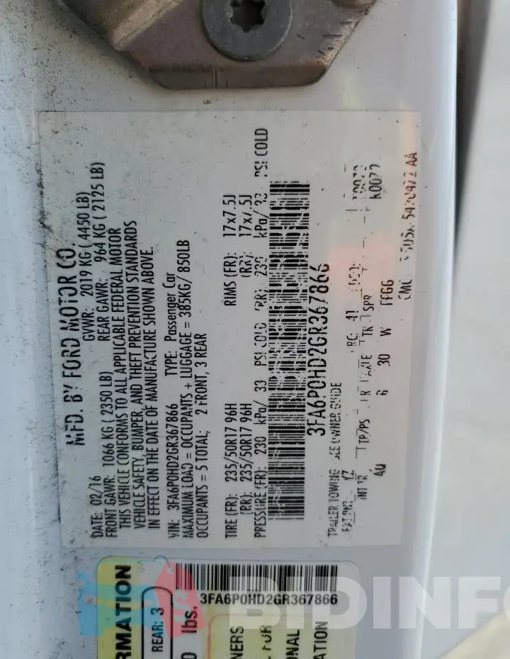 3FA6P0HD2GR367866 Photo# 13