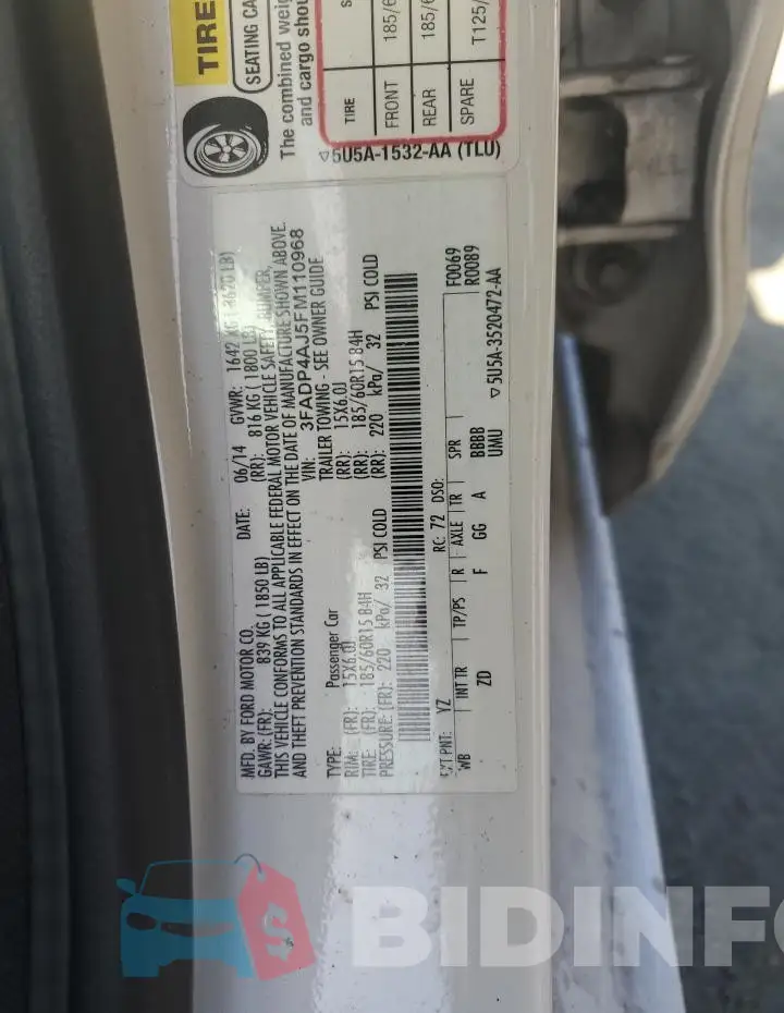 3FADP4AJ5FM110968 Photo# 12