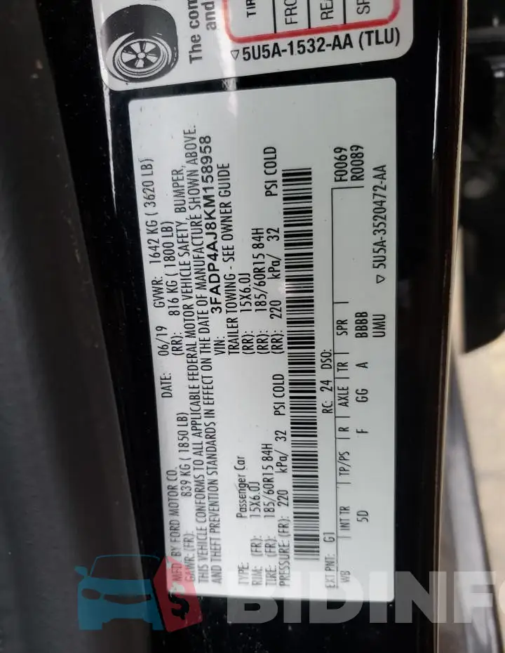 3FADP4AJ8KM158958 Photo# 12