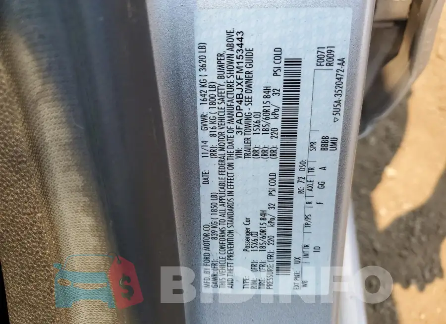 3FADP4BJXFM153443 Photo# 12