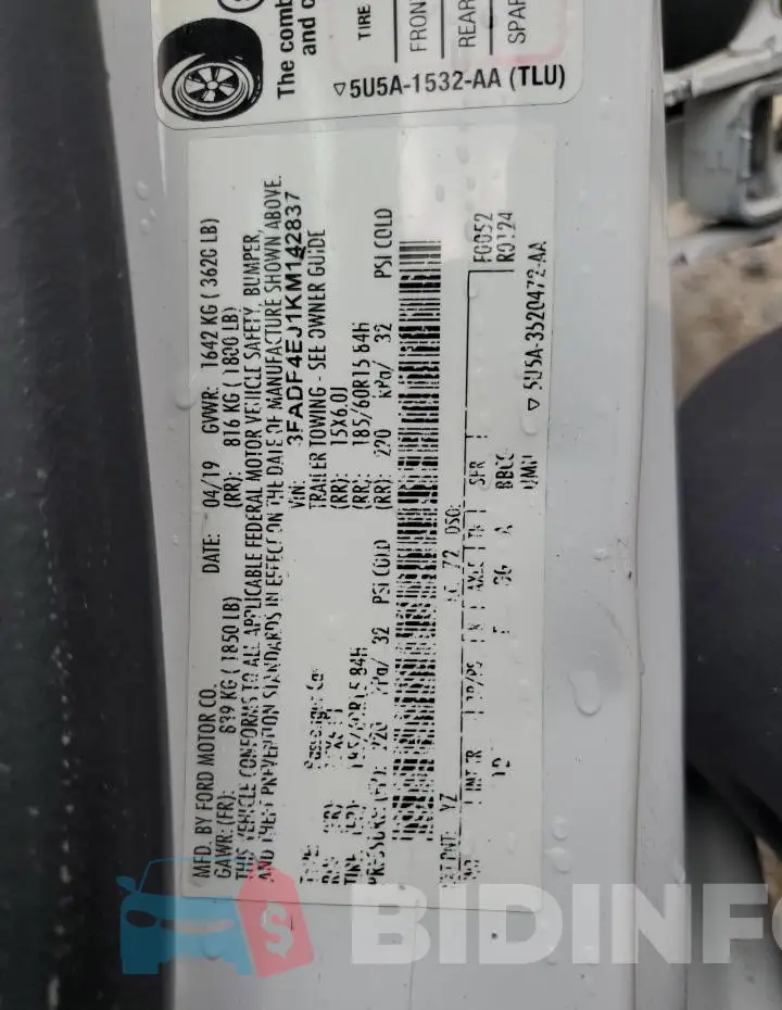 3FADP4EJ1KM142837 Photo# 13