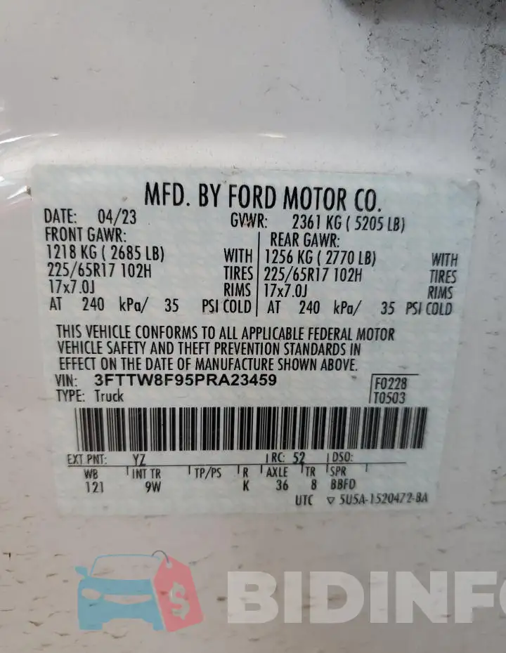 3FTTW8F95PRA23459 Photo# 12