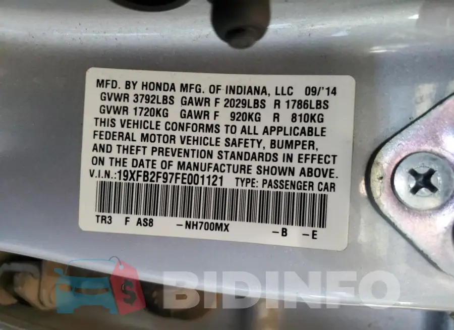 19XFB2F97FE001121 Photo# 12