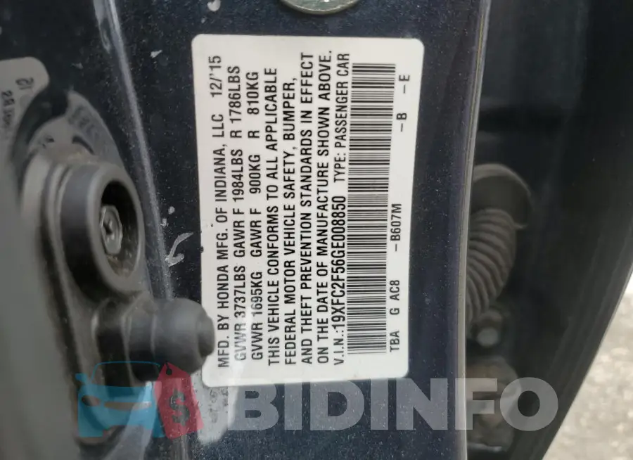 19XFC2F56GE008850 Photo# 12