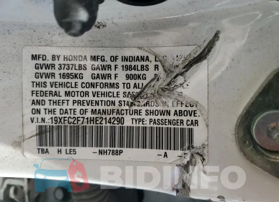 19XFC2F71HE214290 Photo# 13
