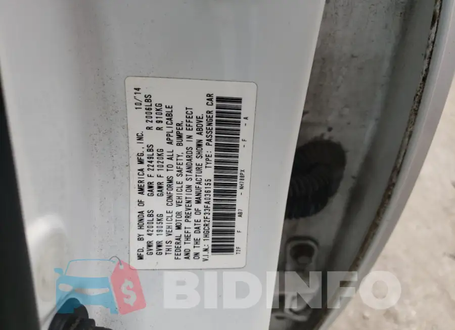 1HGCR2F33FA036155 Photo# 12