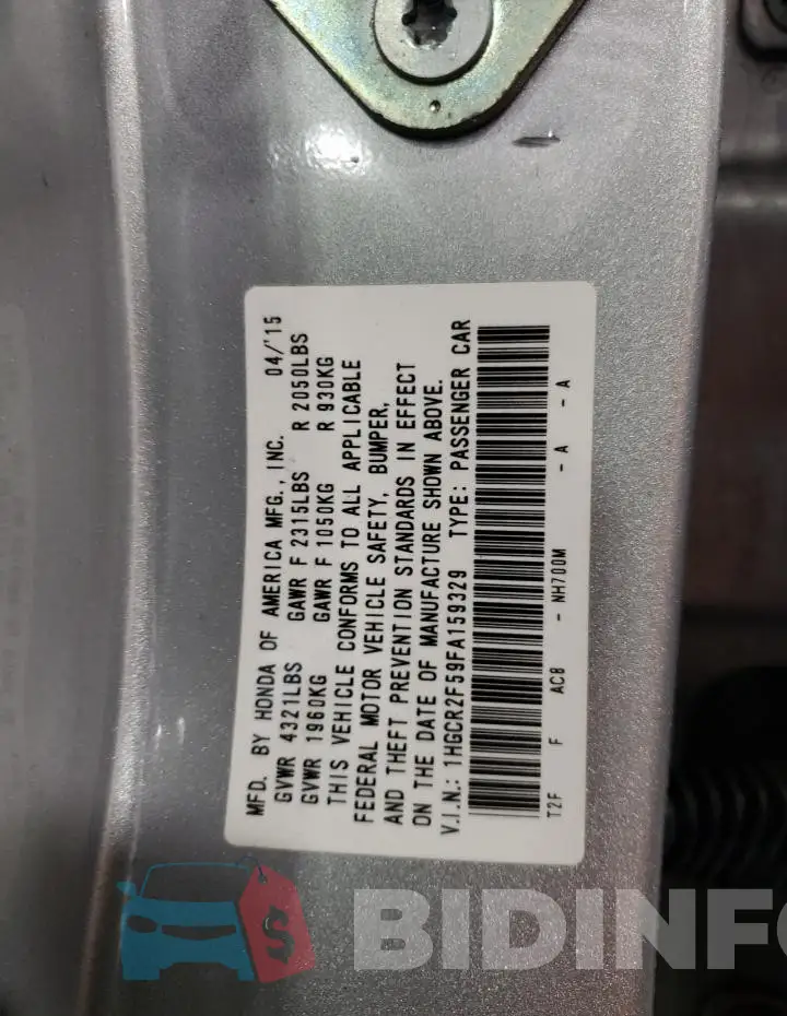 1HGCR2F59FA159329 Photo# 13