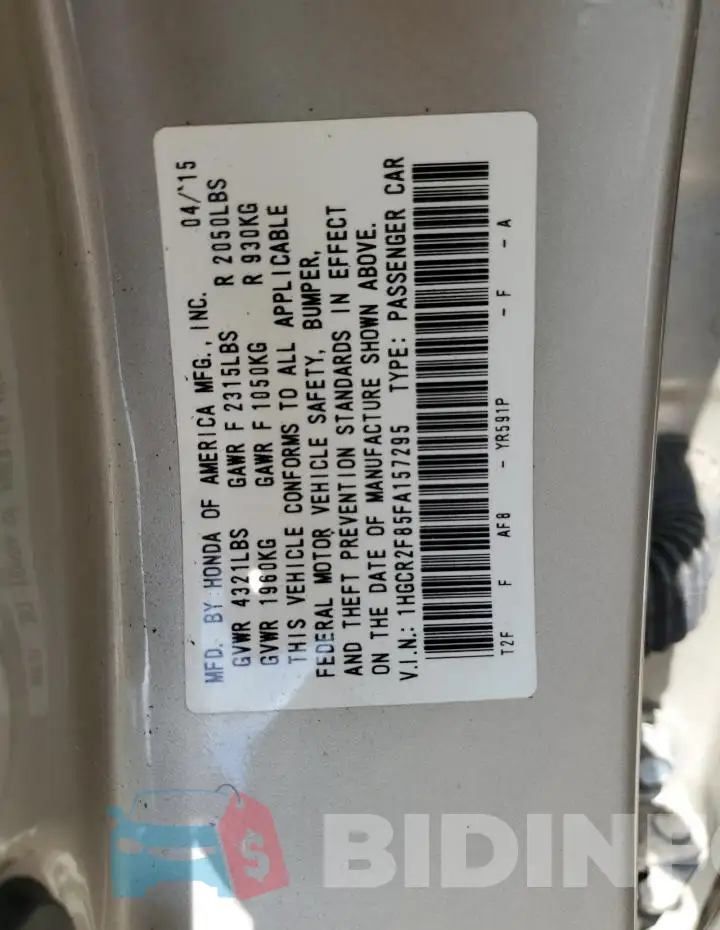 1HGCR2F85FA157295 Photo# 12