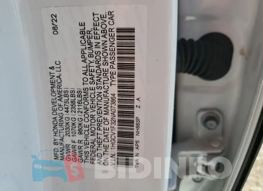 1HGCV1F32NA073864 Photo# 13