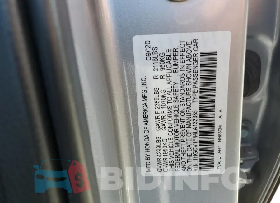 1HGCV1F44LA132385 Photo# 12