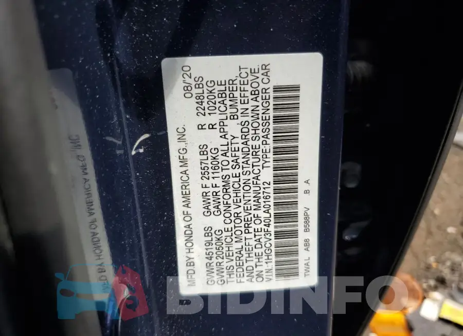 1HGCV3F40LA016712 Photo# 12