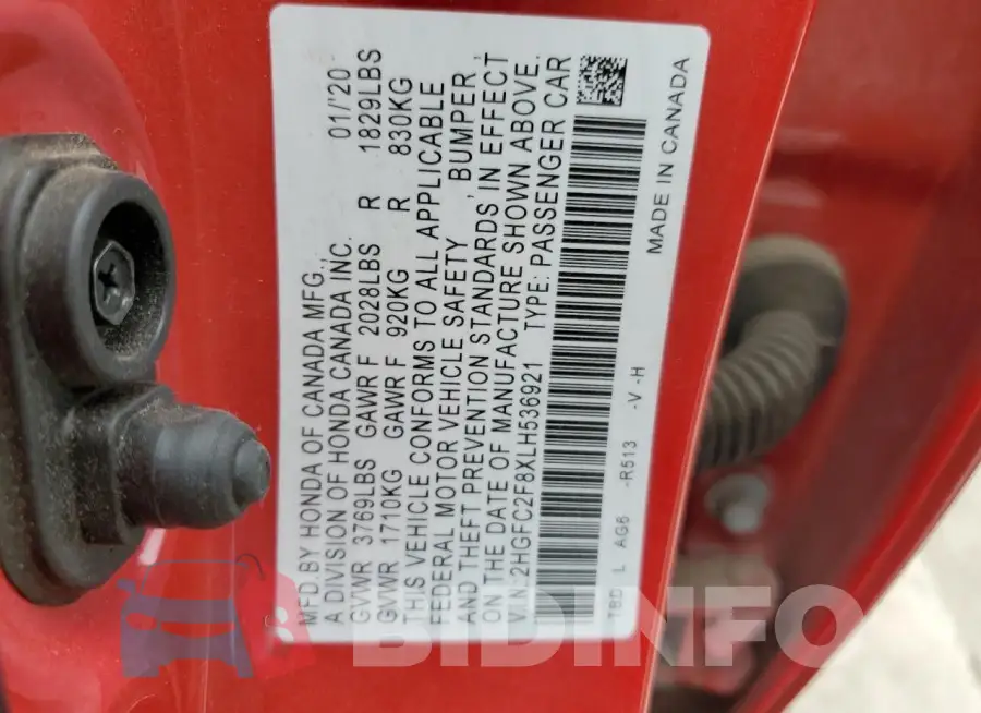2HGFC2F8XLH536921 Photo# 12